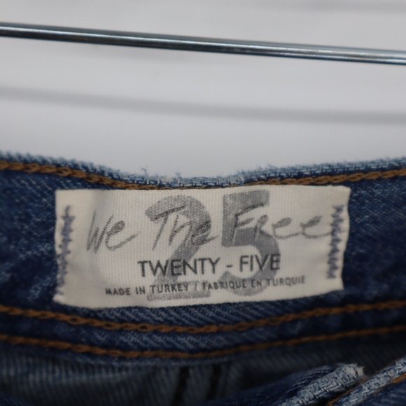 Free People Maggie Mid Rise Button Fly Straight Leg Denim Jeans Blue Size 25 - Picture 7 of 14